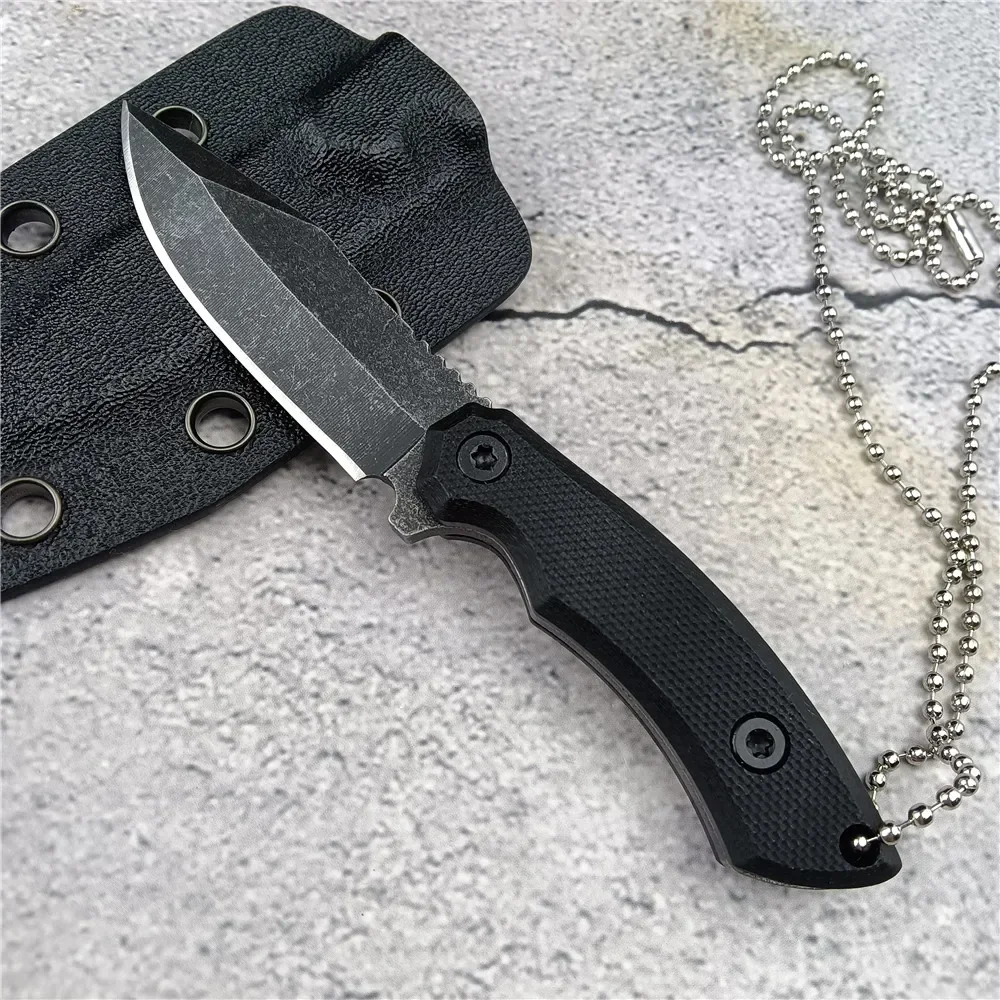 

Mini Kydex Sheath Neck Knife Fixed EDC Straight Knives G10 Handle Outdoor Camping Fruit Cutting Utility Multi Functional Tool