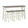 3-Piece Kitchen Island Table with 3 Saddle Bar Stools Wood Dining Set Breakfast Nook White/Coffee Color 2