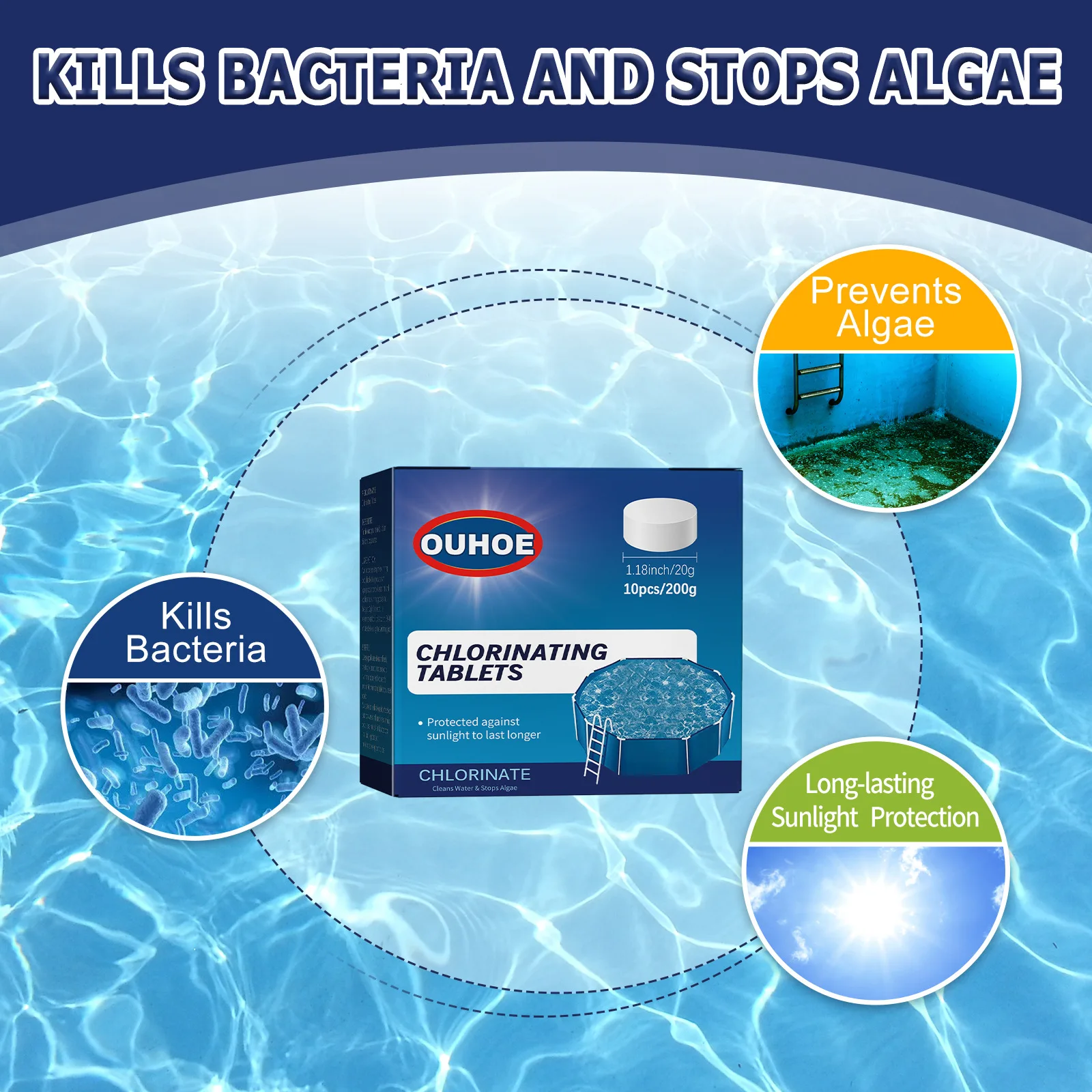 1/10pcs Pool Chlorine Tablets Instant Pool Water Treatment Chlorinated