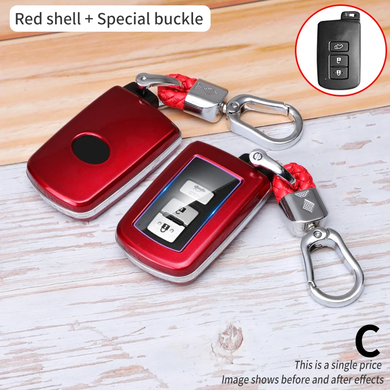 Custodia per portachiavi per Auto in fibra di carbonio adatta per Toyota Corolla Camry Avalon Rav4 Land Cruiser Auto portachiavi - S1d0e7b599ada4b2fb970b9511ba186a85