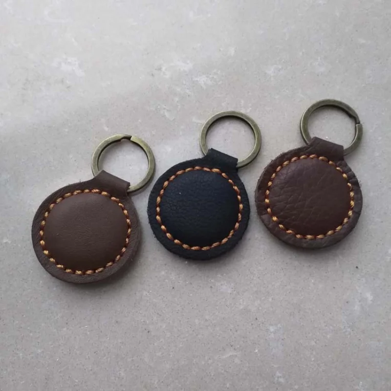 Vintage Cowhide Leather Keychain Accessory - Mini Handbag Pendant