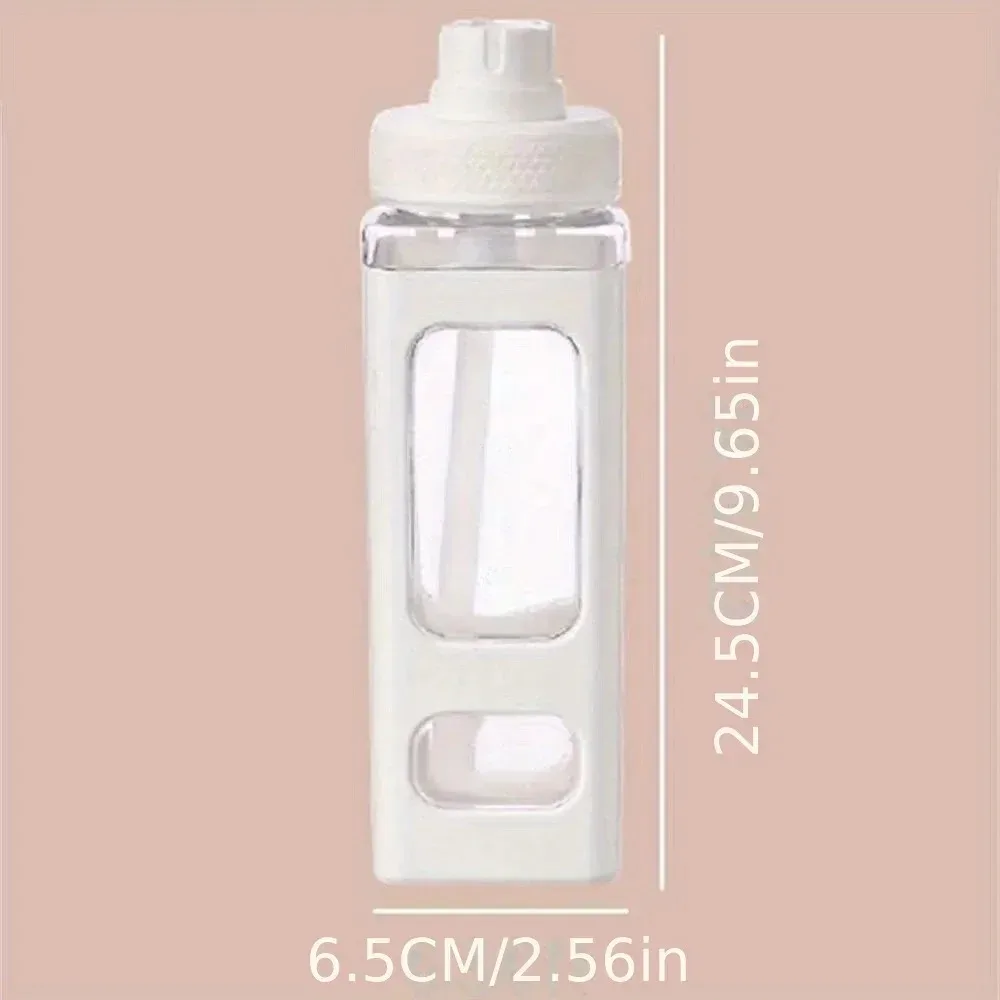 FEUSEUZ Kawa Water Bottle 24 Oz Square Transparent Water Bottle Cute