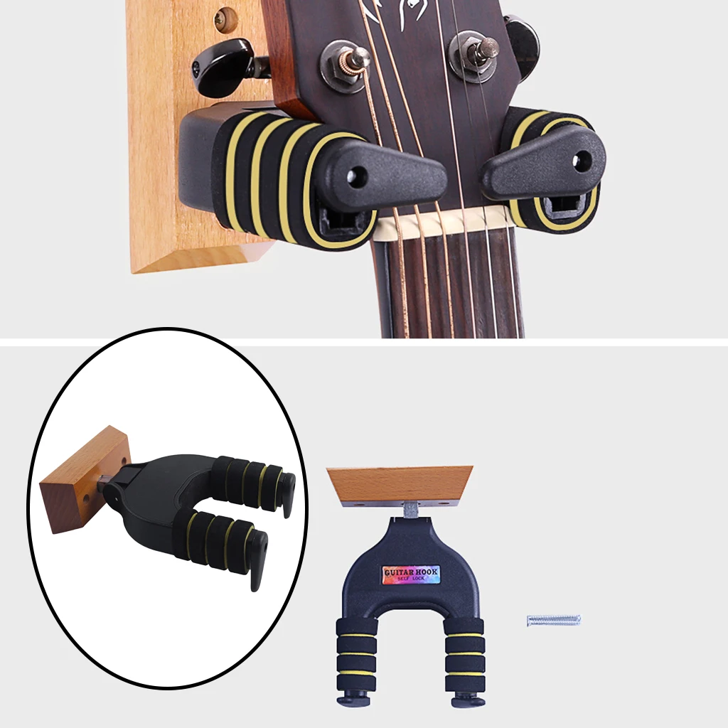 Musical Instrument Hanger Auto-lock Guitar Wall Mount Holder Hook for Acoustic Electric Guitars Bass Ukulele Violin