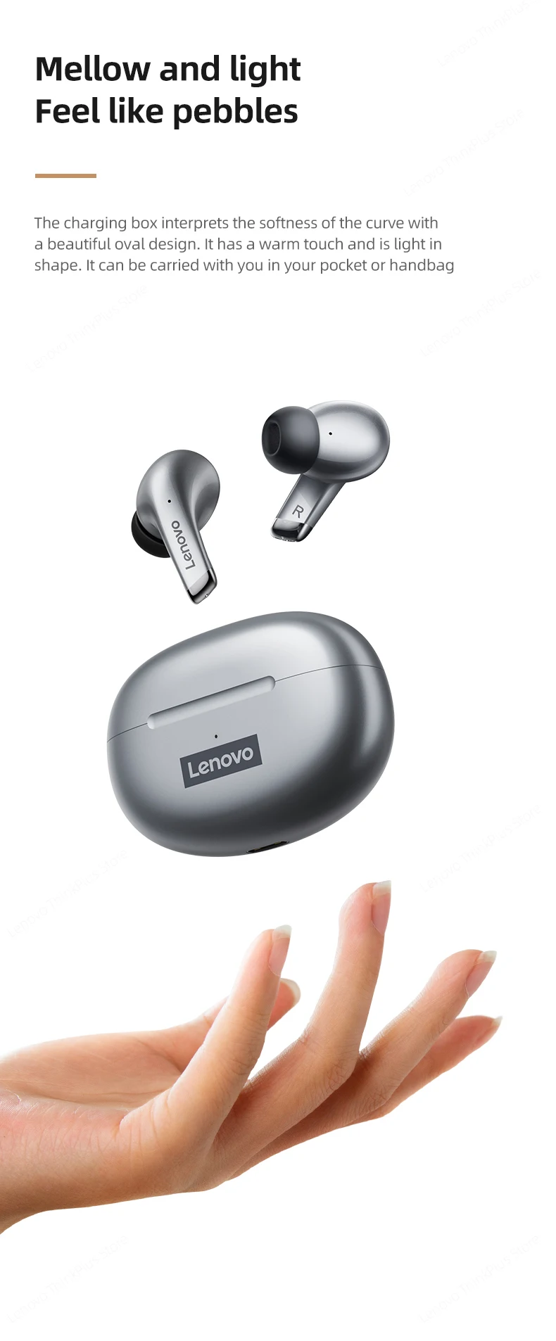 Earbuds bla fili Lenovo LP5 u Earphone Bil-Mic Headphones Sports Waterproof Uellow