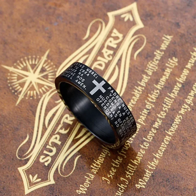 Men Titanium Steel Cross Ring 2pcs,ring set,finger ring