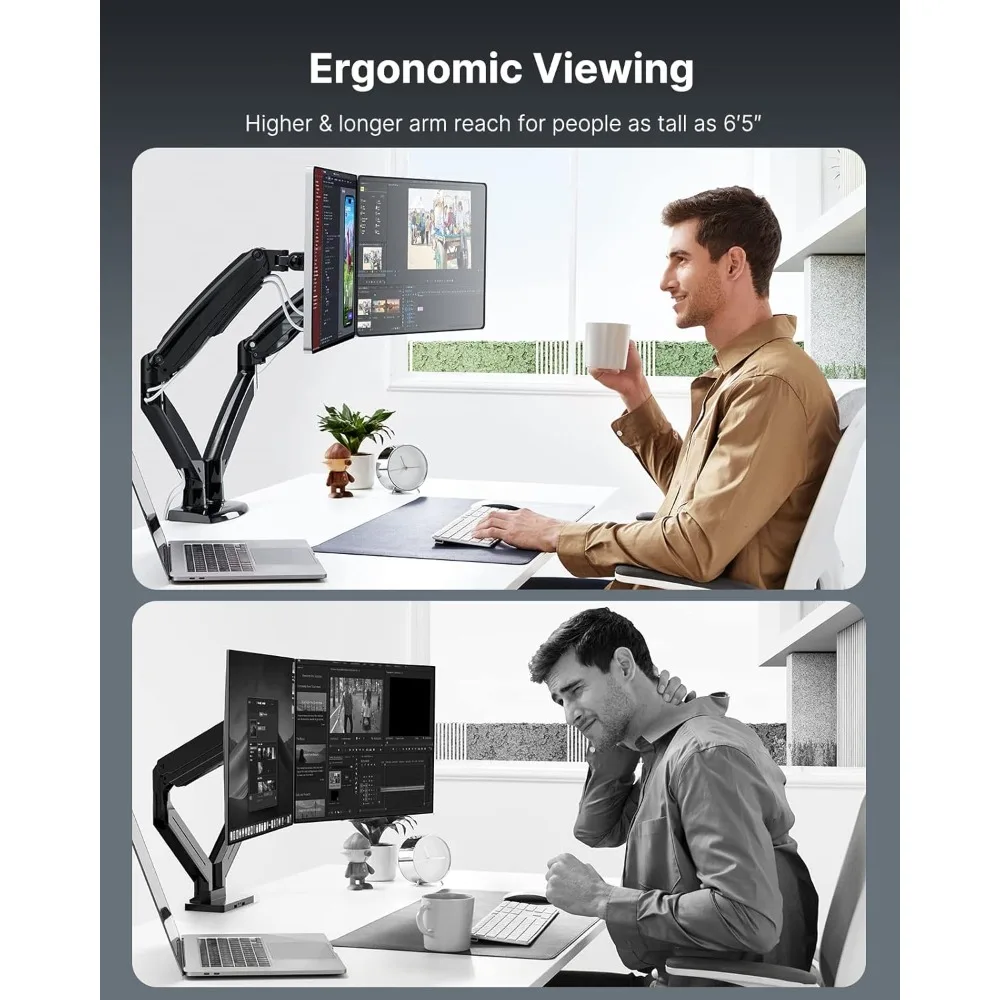 dual monitor stand for 13 to 40 inch, premium dual monitor mount with usb, height adjustable monitor stand for 2 monitors, vesa