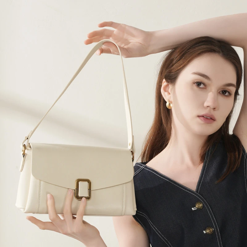 Hifashion 3 Layers Genuine Leather Underarm Shoulder Bags For Women Trend Designer Crossbody Purses Square Ladies Handbags