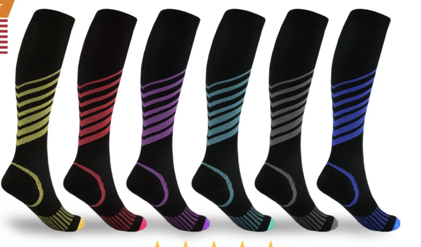 Running Socks New Nylon Silk Pressure Socks Multicolor Compression Sports Men Women Running Long Tube Hockey Basketball Knee High