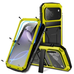 Shockproof Armor Metal Aluminum Case with Full Protective Bumper and Kickstand Cover - iPhone 17 Pro (YELLOW)