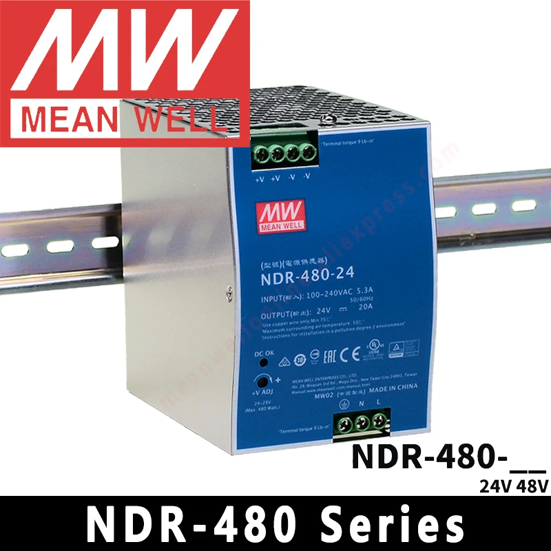 Mean Well DIN Rail Slim size LED Driver NDR-480 Series meanwell 24v/48v LED Transformer LED Power Supply Adapter