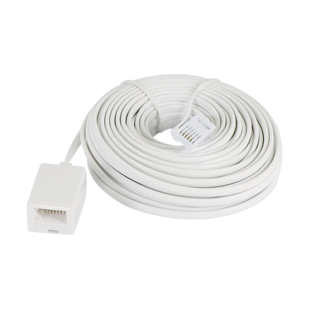 6P4C Modular British Telephone Phone Cables Wire White Extended Cable Extension Line Accessories 5M 10M 15M 20M