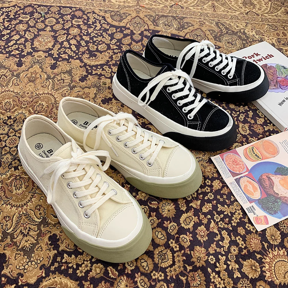 Spring 2022 New Fashion Sneakers Women Vulcanize Shoes Canvas Breathable Casual Solid Tennis Female Running Shoes Woman