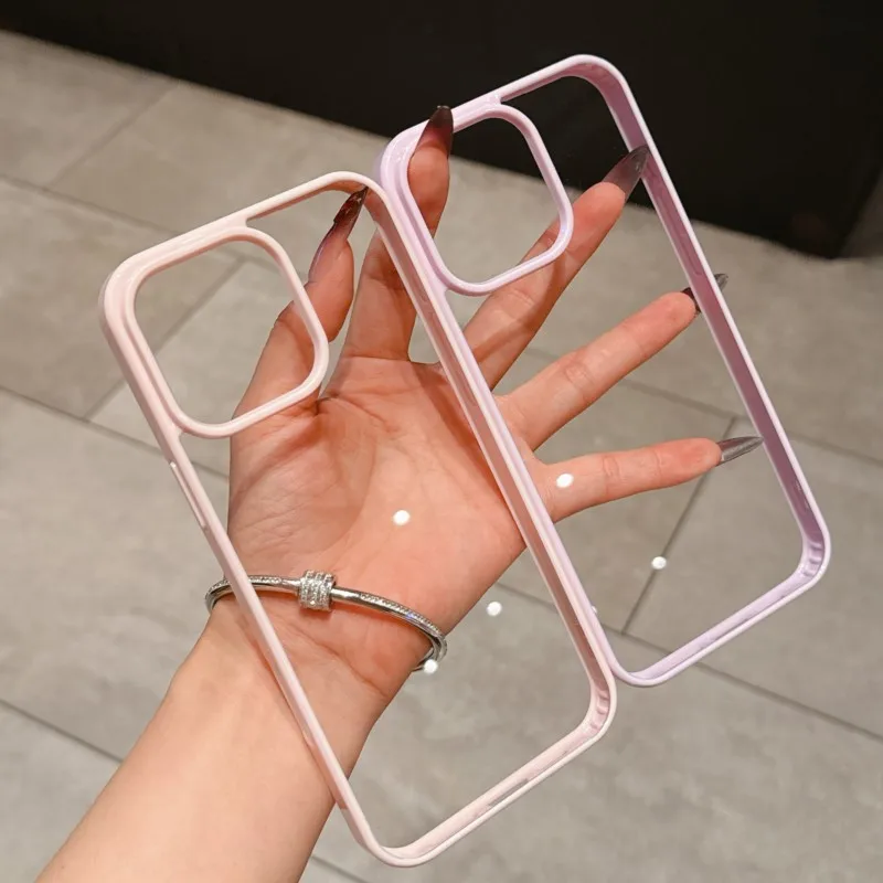 Luxury Clear Candy Color Case For iPhone 16 16E 15 14 Plus 13 12 11 Pro Max Shockproof Bumper Protective Cover Phone Accessories 2