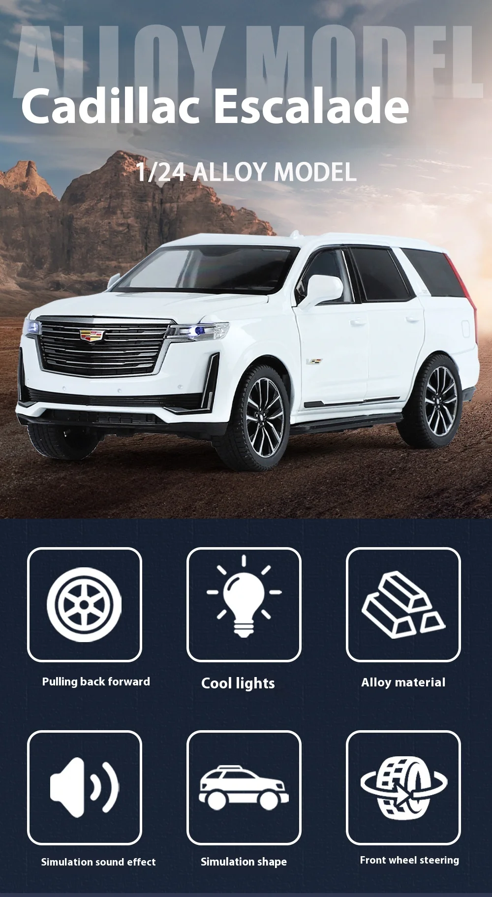 1:24 Cadillac Escalade SUV Alloy Car Diecast Model Car Toy Vehicle