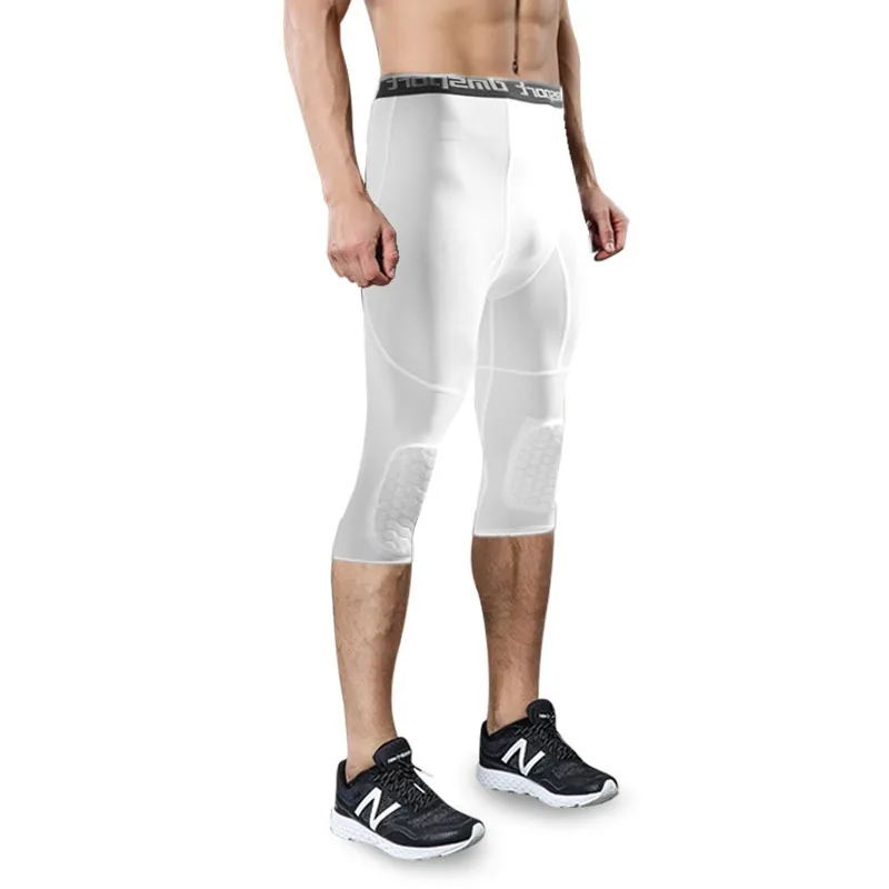 

Slim Cropped Pants for Men Honeycomb Knee Shorts Sports Quick Drying Pants Tight Stretch Basketball Pants 네이처하이크 Polainas