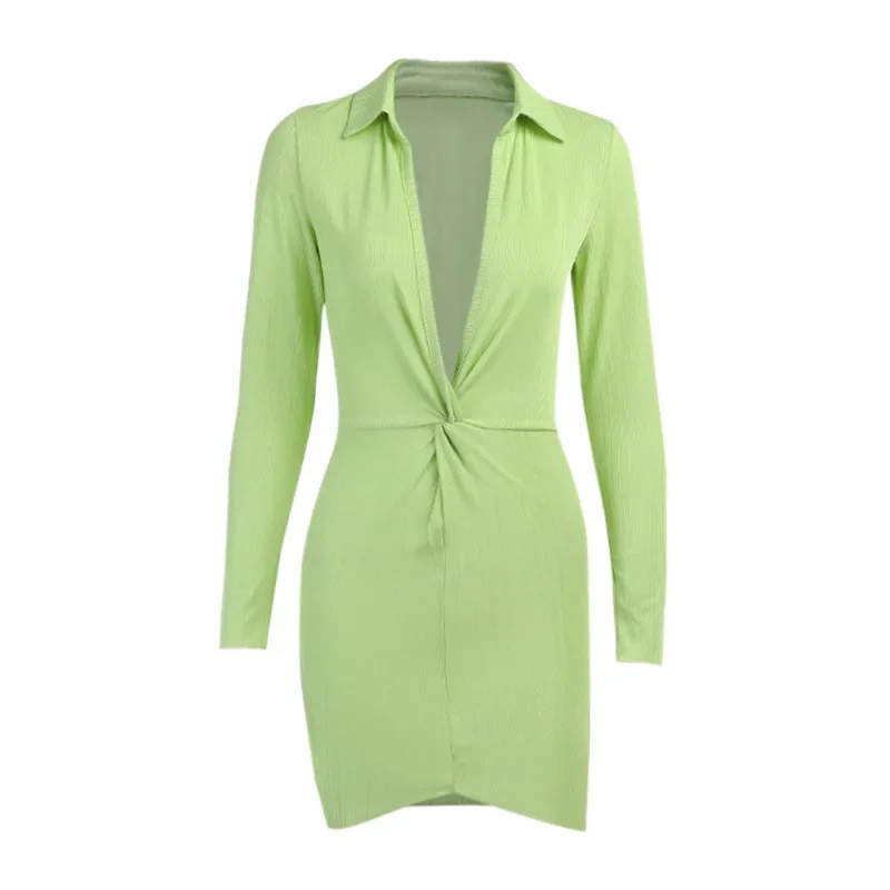 

Women's Autumn 2023 New High-waisted Long-sleeved Temperament Square Neck Personality Twisted Sexy Tight-fitting Women Dress