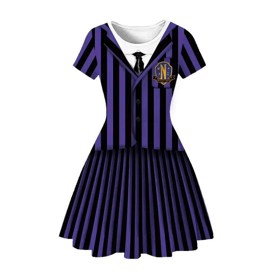 Movie Wednesday Cosplay Addams Costume Children Skirt Uniform Dress Vestidos Kids Girls Halloween Carnival Party