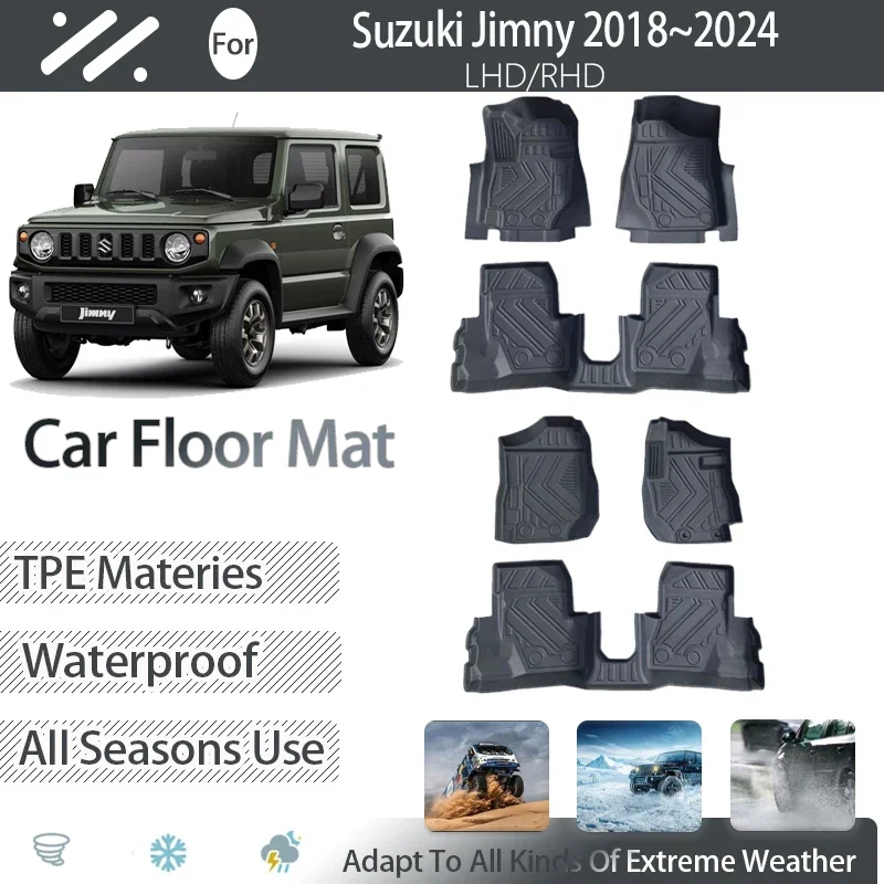 

For Suzuki Jimny Sierra MK4 2018~2023 Car Floor Mat Automatic Manual Transmission TPE Foot Carpet LHD RHD Cover Auto Accessories