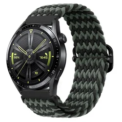 Breathable Nylon Braided Loop Wristband, 20/22mm - Strap width 22mm (Black green)