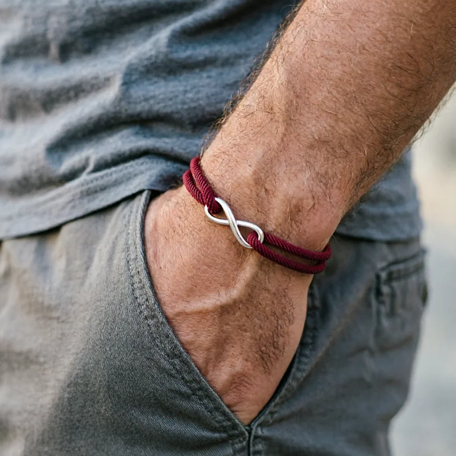 Einzigartiges Herren-Seilarmband, ausgewähltes Premium-3-mm-Seil, 6 Farboptionen, verstellbar, lichtbeständig, Reitzubehör, leicht, bequem