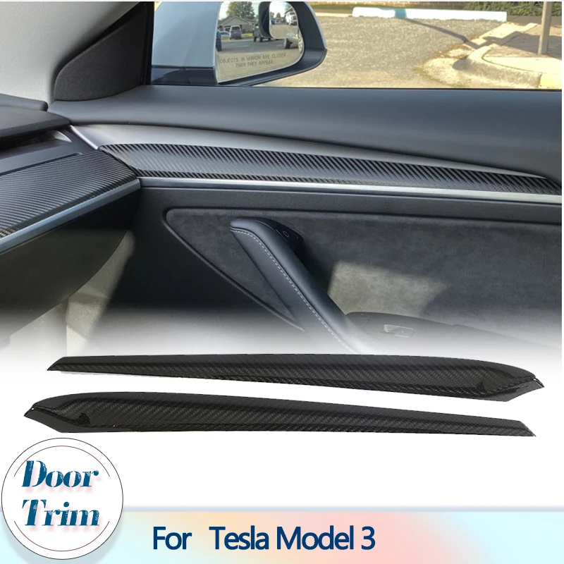 

Car Interior Front Door Panel Trim For Tesla Model 3 Y 2021-2023 Dry Carbon Inner Door Moldings Trim Decoration Accessories