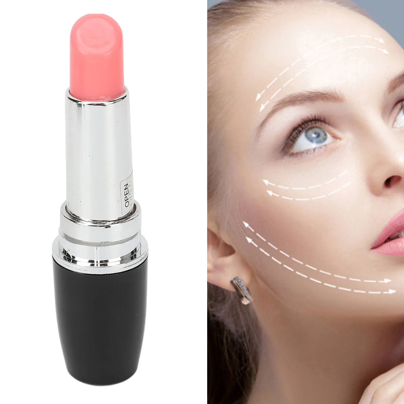 Lipstick Shape Massager Massage Tool Portable Black Lipstick Shape Vibration Face Massage Wand Facial Eye Relief Pain Tools