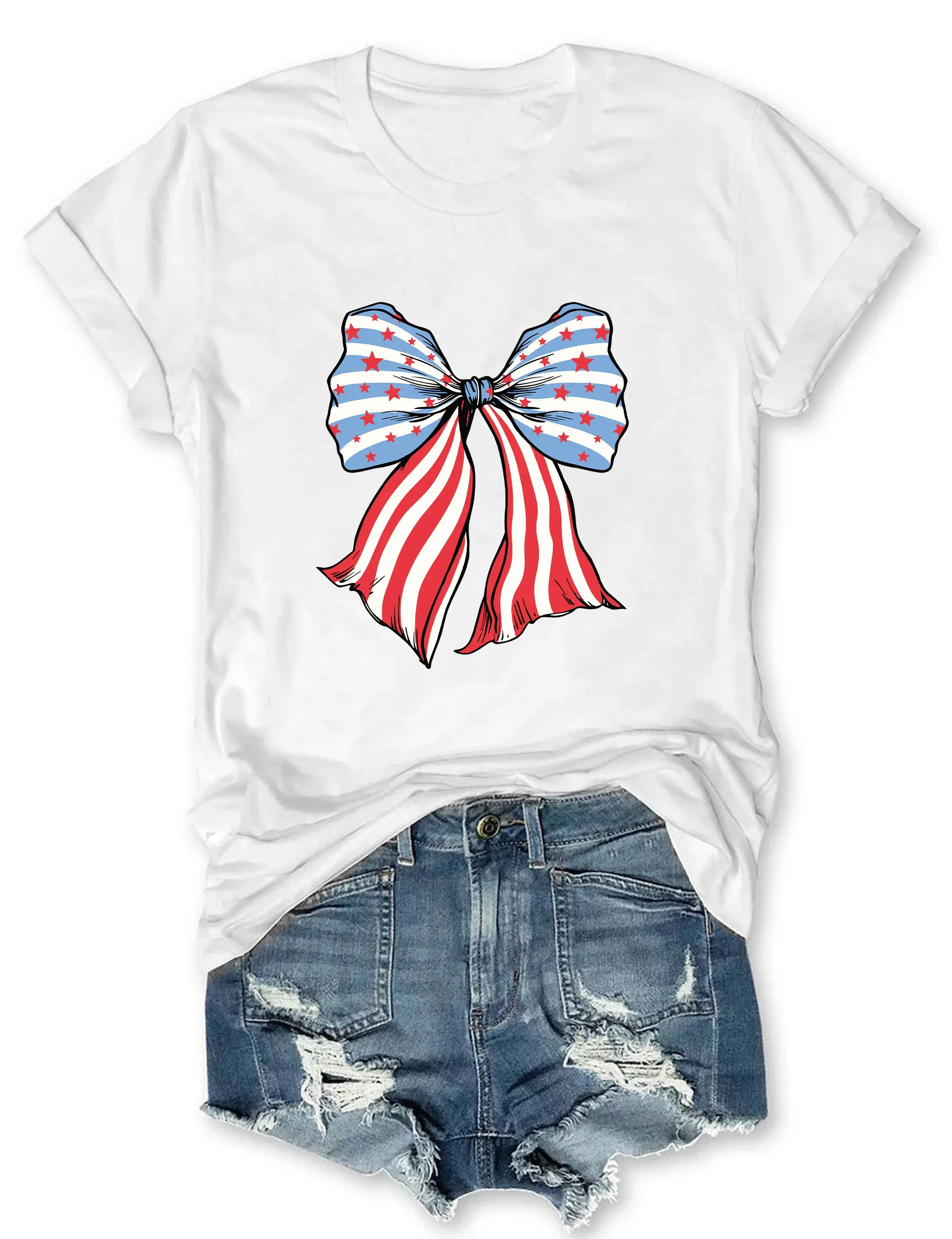 

4th Of July Tshirt Red White and Blue shirt Independence Day Tee Funny Women Casual Cotton Short Sleeve Tee