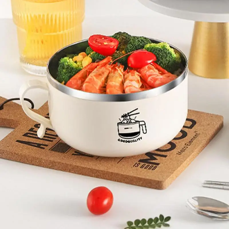 뚜껑이 있는 대용량 인스턴트 국수 그릇, 스테인리스 스틸 도시락 상자, 식품 보관 용기
