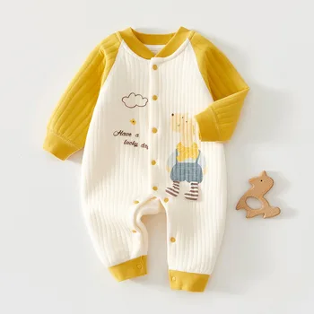 0-18 Months Newborn Baby Pure Cotton Onesie Baby Girl Cute Warm Autumn Winter Jumpsuit Infant Boy Fashion Outdoor Wear Romper 1