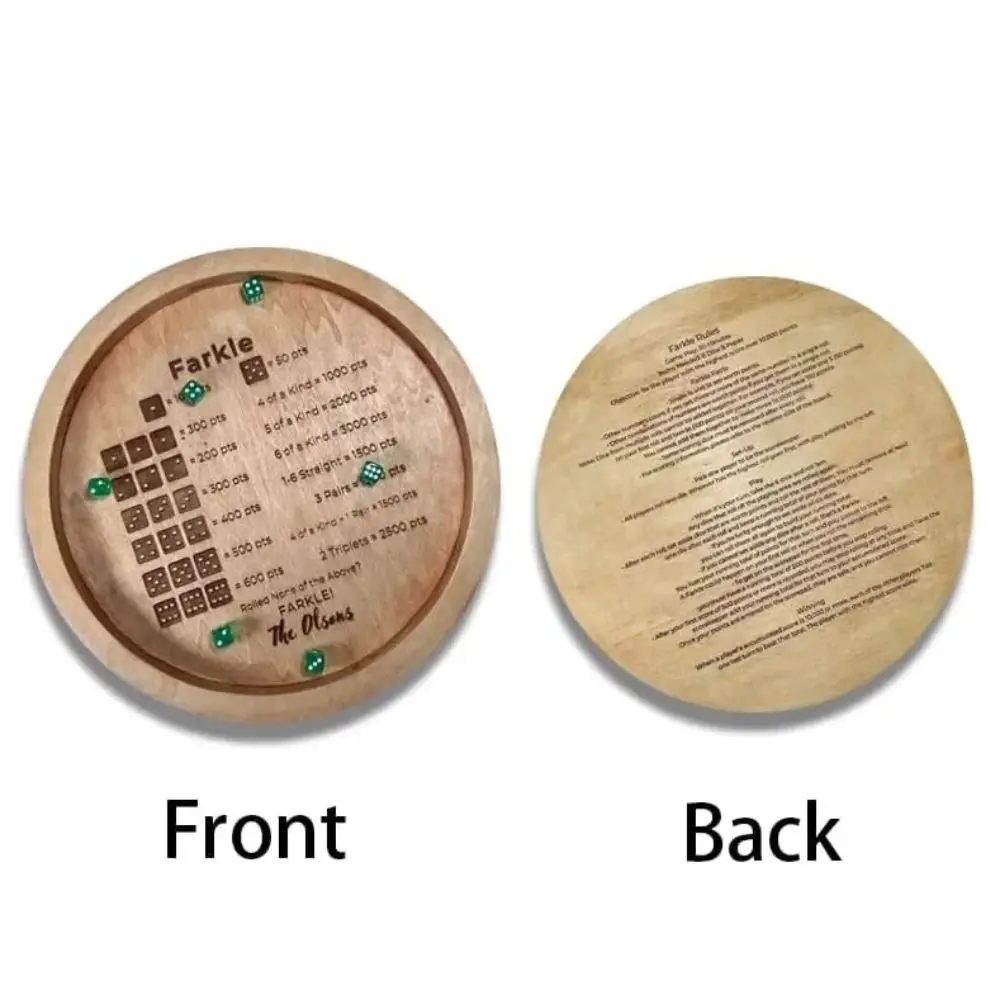 Exercise Patience Wooden Crap Out Dice Score Board Funny Round Farkle Dice Tray Score Pad Wood Tray Board Game