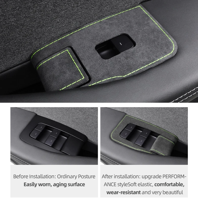 For Tesla Model 3 Highland 2023 2024 Made of Alcantara Car Window Lifter  Switch Control Panel Button Trim 4pcs Sticker Accessory - AliExpress