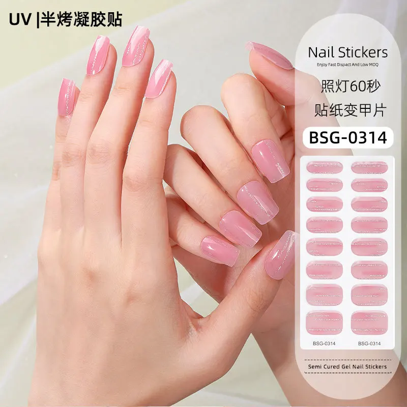 Semi-cured Gel Nail Sticker Full Cover Nail Decals Nagellack Gel Gradient Cat Eye Nail Art Aufkleber Maniküre UV Lampe Bedarf – Detail 40