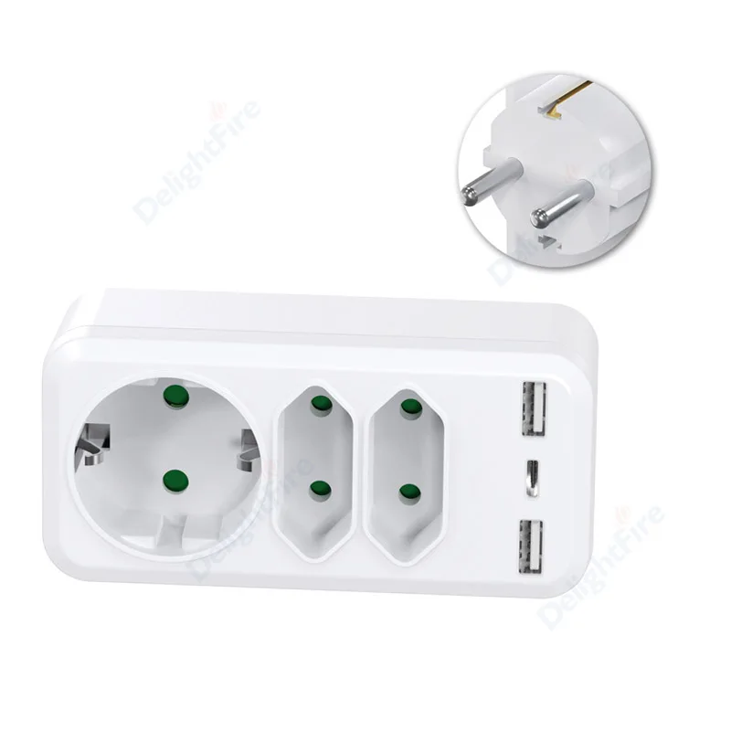 KR-Plug-Adapter-EU-Socket-AC-Outlet-USB-Charging-Ports-Euro-Extension ...