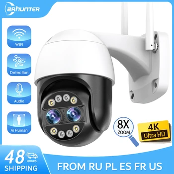8MP 4K Dual-Lens Wifi PTZ IP Camera ICsee 4MP Outdoor 8X Digital CCTV Camera Human Detection Security Video Surveillance Camera 1