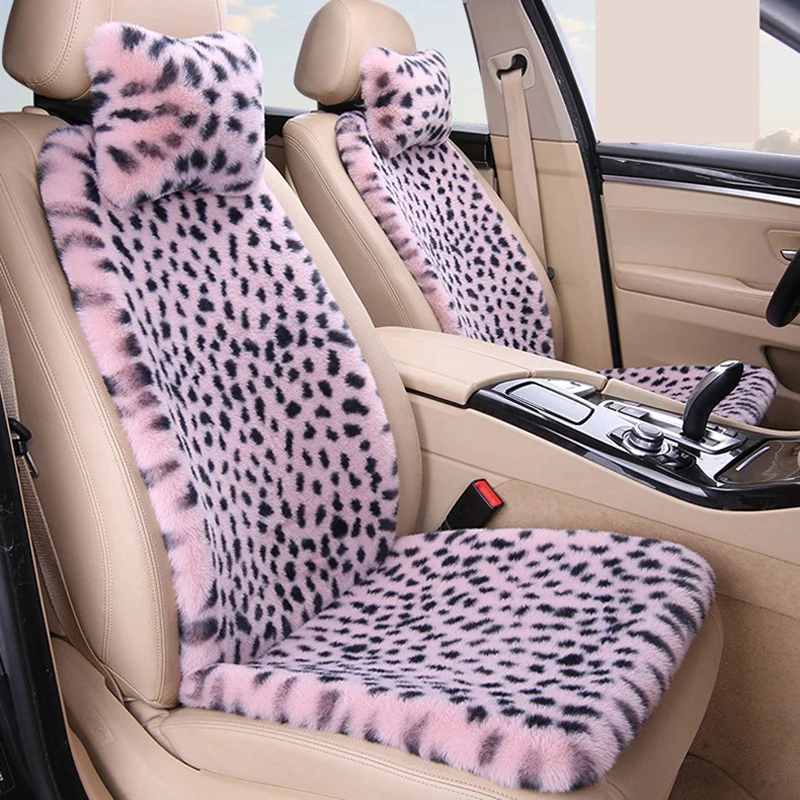 Winter Warm Car Cushion Thickened Imitation Rabbit Fur Car Seat Cover  Protective Front Rear Leopard pattern Auto Seat Cover AliExpress