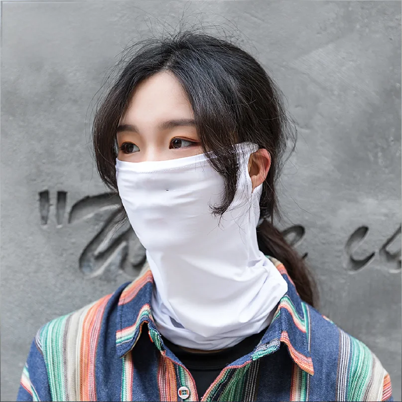 자외선 차단 아이스 실크 사이클링 페이스 마스크 UV400 땀 흡수 통기성 반다나 하이킹 오토바이 자전거 스카프 마스크