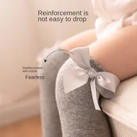 Baby Socks Newborn Girls Striped High Princess Bow Socks Kids Boy Children Stockings Cotton Non-slip Socks Infant Stuff Clothes 3