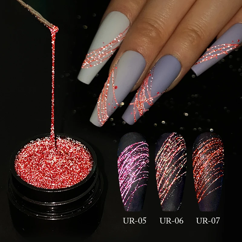 Tot stand brengen Wirwar markt Ur Suiker Reflecterende Glitter Rode Glitter Schilderij Liner Uv Gel  Varnish Soak Off Semi Permanente Nail Art Tekening| | - AliExpress