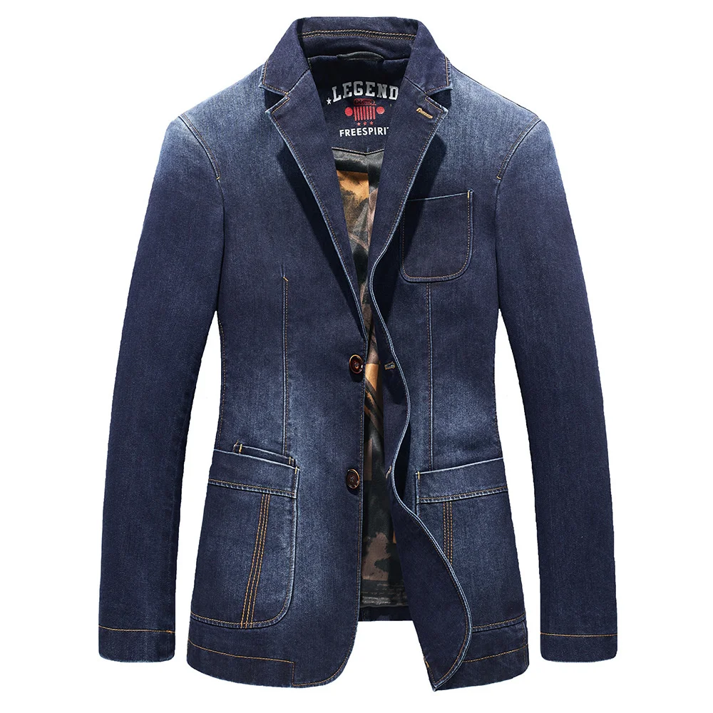 

Spring Autumn Jacket Men Denim Coat Slim Fit Single Breasted Military Casual Fashion Cotton Jean Jaqueta Masculina