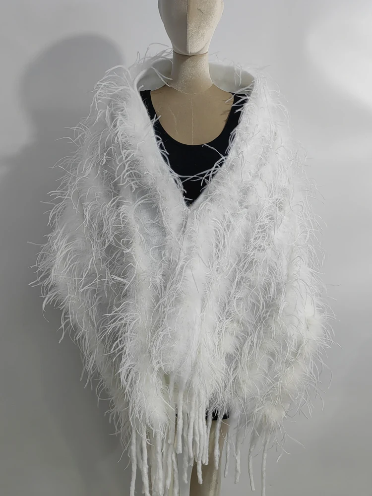 Frauen echte natürliche 198 Straußen fell Schal Bluse Hochzeit Schal Strauß Haar Schal, * 43cm, dicke weiche und warme Fleece Schals – Detail 3