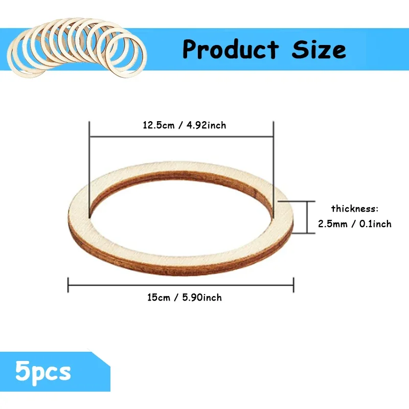 20pcs 40mm Wood Rings For Crafts, Unfinished Natural Wooden Rings Macrame Circle For DIY Craft Pendant Connector Jewelry Making