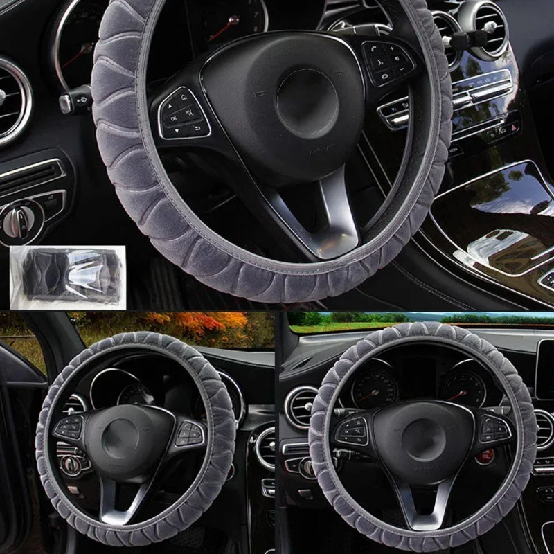 Coprivolante universale per auto da 37-39 cm Coprivolante invernale morbido e caldo in peluche Accessori per la decorazione di interni auto - Image 3