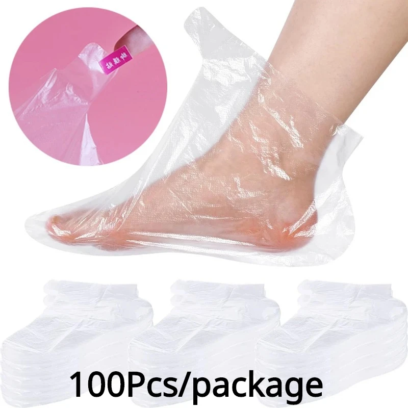 100Pcs/Bag Clear Disposable Foot Bag SPA PE Plastic DIY Foot Mask Foot Care Pedicure Tool To Prevent Infection Film Durable New
