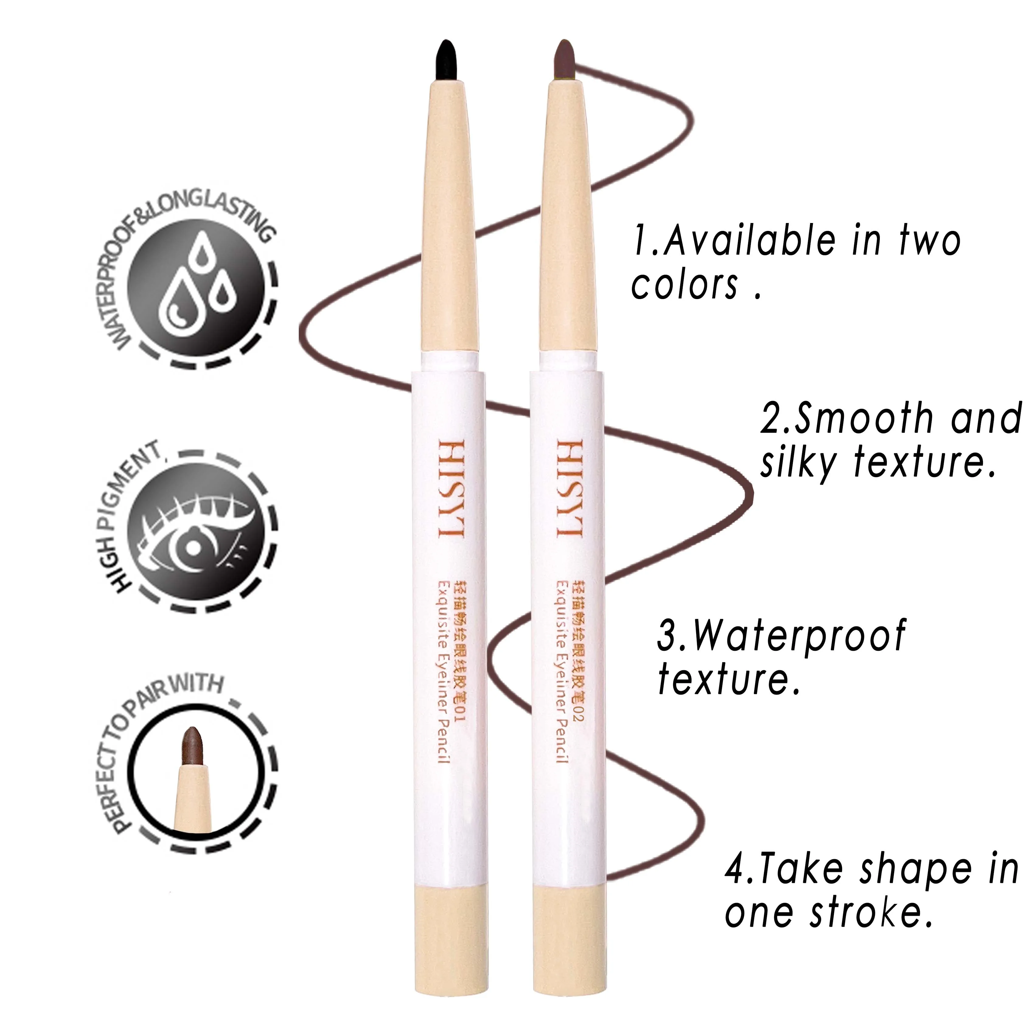 HISYI Waterproof, long-lasting, non-smudge-free eyeliner, suitable for beginners and easy to use, natural slim gel eyeliner 5