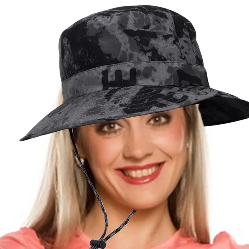 

Wide Brim Fishing Hat UV-proof Garden Hat Sun Protection Breathable Drawstring Design Summer Quick Dry Hats For Sun Protection