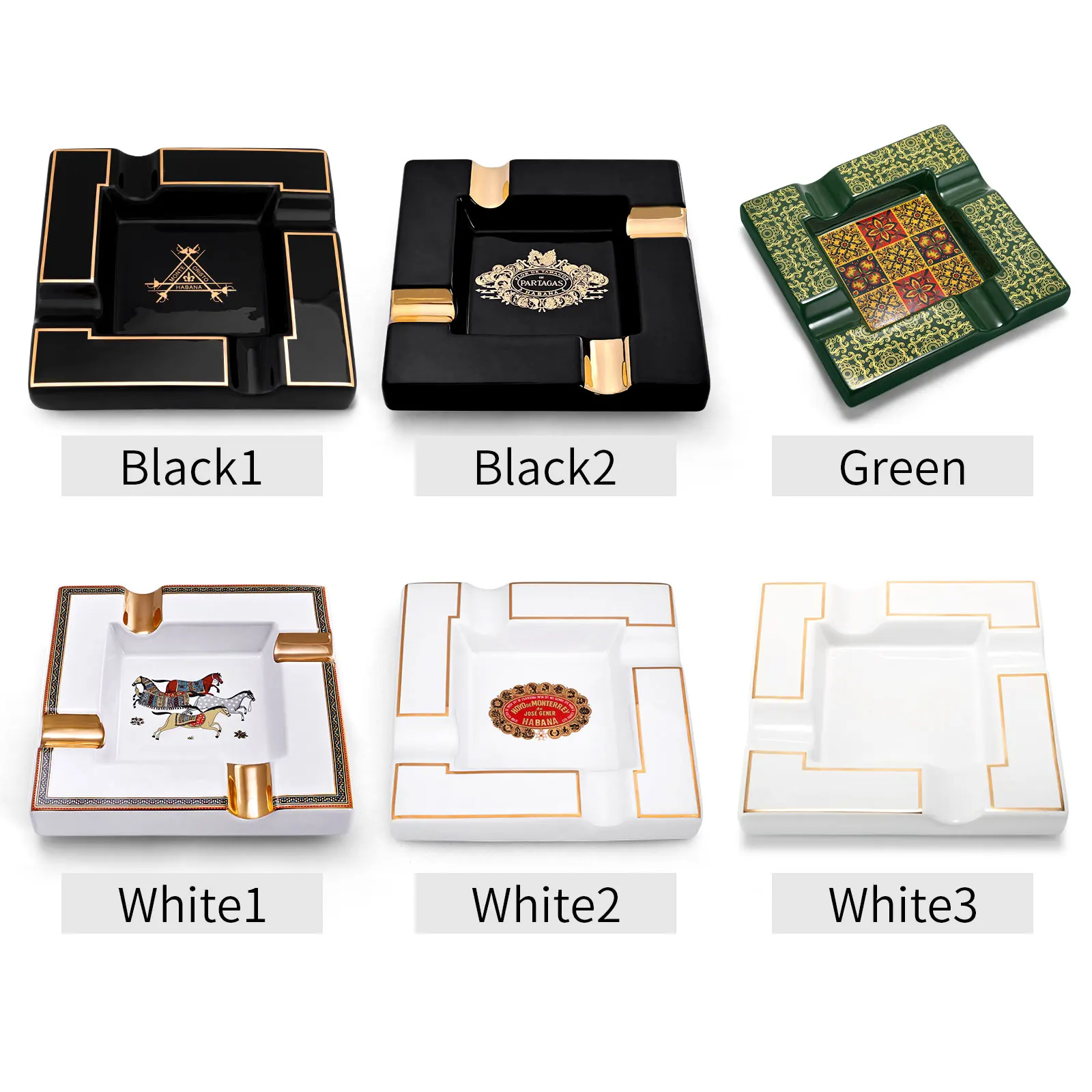 Ceramic Cigar Ashtray Square Cigarette Ashtrays 4 Holder 1 Ash Slot Table Cigar Ash Tray Large Ashtray Home Box