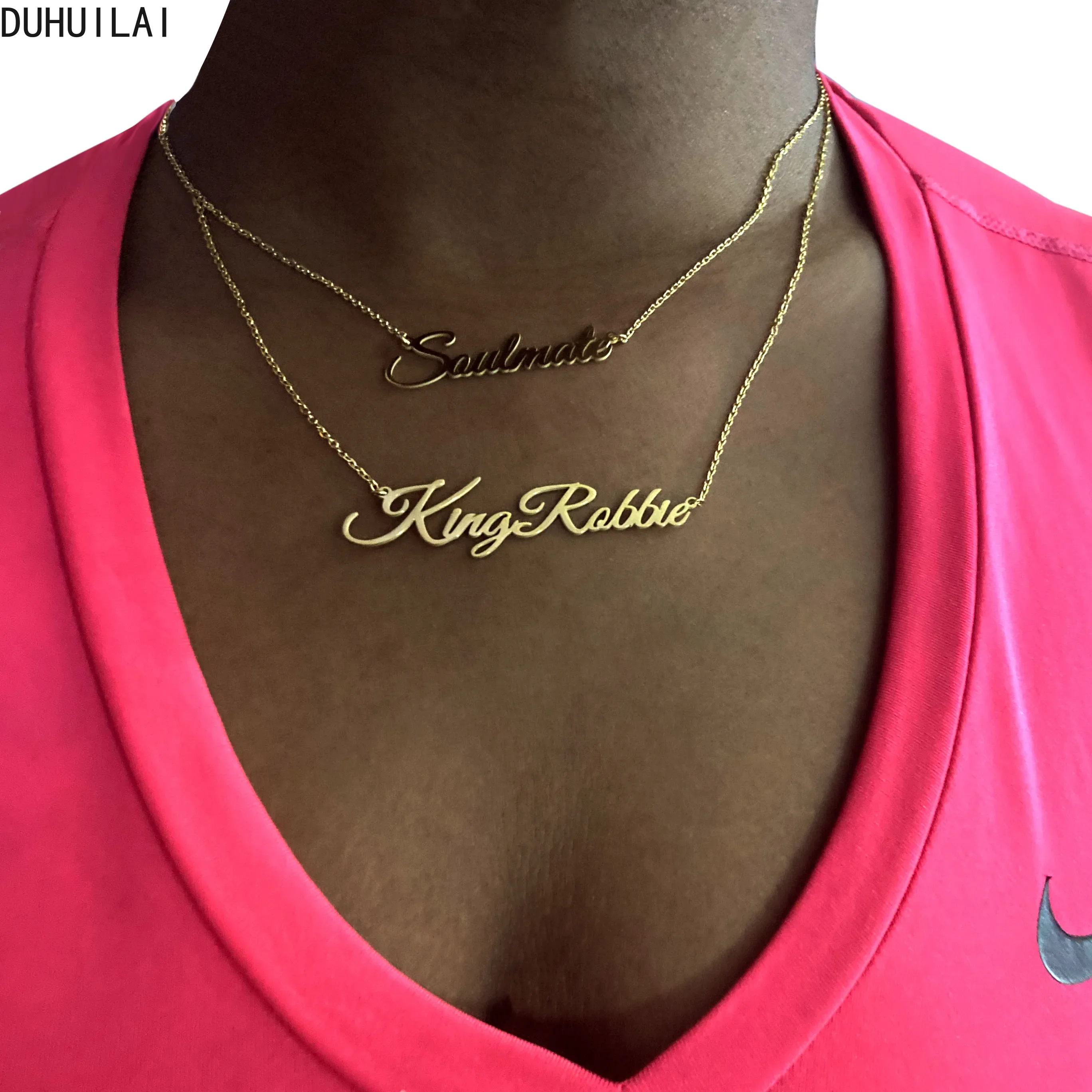 Customized Personalized Stainless Steel Women's Children's Exclusive Nameplate Name Necklace Mother Wife Child Birthday Gift