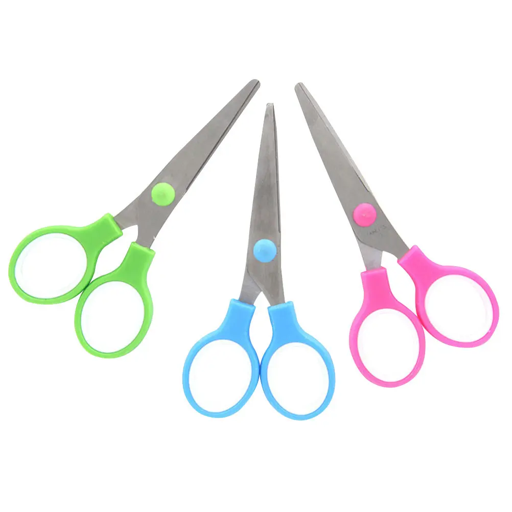 6Pcs 학생 가위 DIY 공예 스크랩북 인사말 카드 문구 가위를위한 작은 안전 가장자리 플라스틱 가위