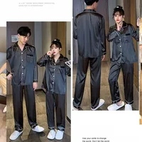 Pyjama d'été à manches longues pour hommes, InjBlack, Ice InjThin Section of Simulation, FjHomewear, Imbibé 6