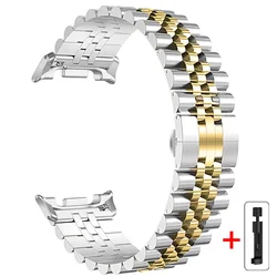 Premium Stainless Steel Watch Strap - Sleek, No - Gap Metal Band with Quick Fit Adjustment - Watch 8Classic (Silver Gold - Tool)